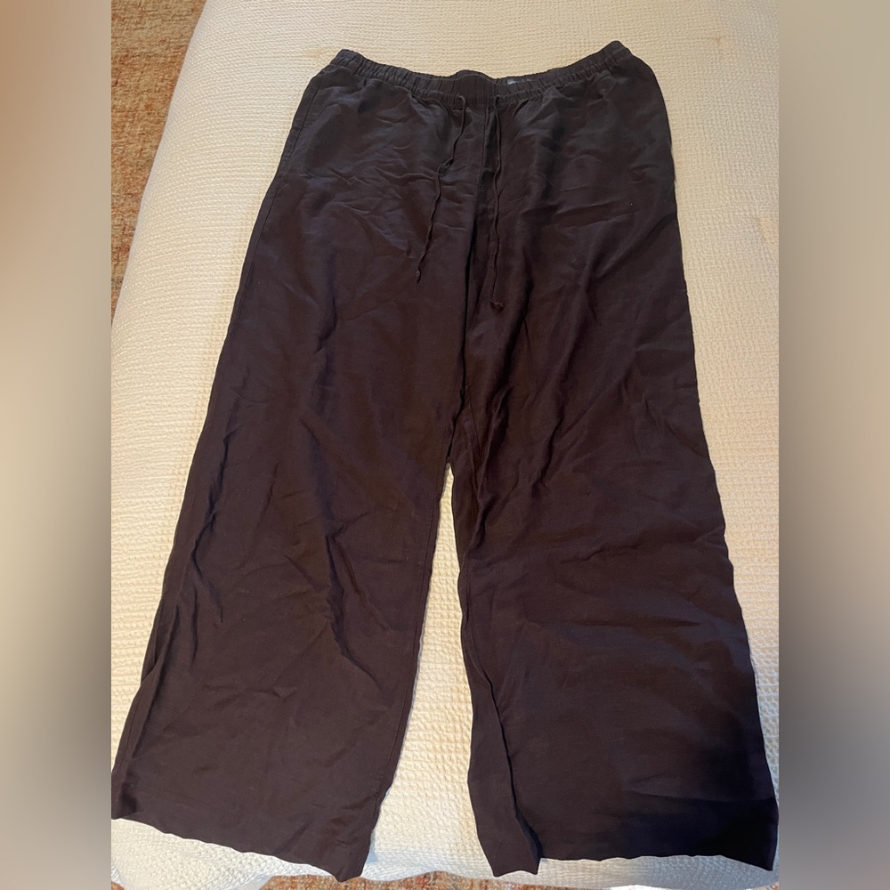 Dark Brown Linen Blend Trousers from H&M. Never worn